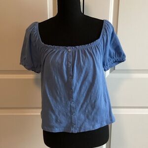 American Eagle Outfitters Blue Puff Sleeve Blouse Size XS
